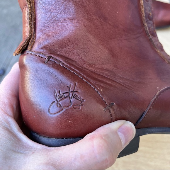 John Fluevog Conga Leather Ankle Boots In Cognac Brown Sz 6.5 - Picture 4 of 16